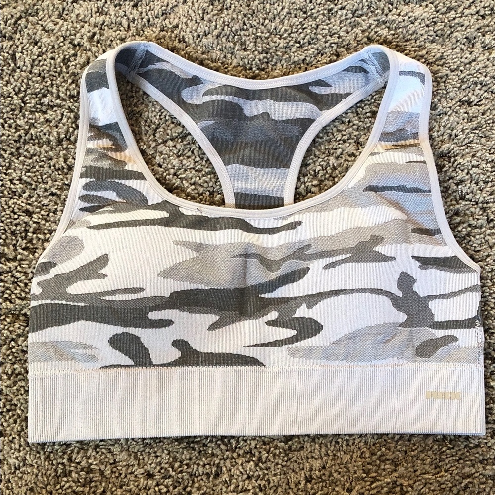 RBX Seamless Camo Racerback Sports Bra - Light Gray. Size small Like new